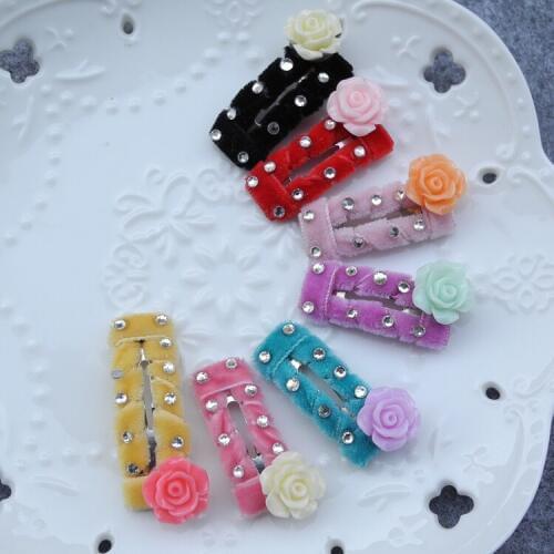 Flower Plush Pet ultra small 3cm square BB clip Maltese hairpin pet BB clip cat accessories pet grooming 20pcs