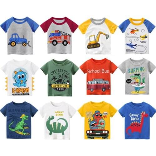 2021 Summer Kids Girls Cotton Short Sleeve T-shirts Tops Clothes 2-8Y Baby Boys Print Tees Children Clothing Sweatshirt