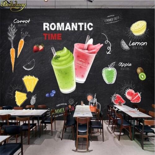 Beibehang Custom 3d wallpaper mural personality hand-painted blackboard drink fruit juice cold drink shop mural background wall