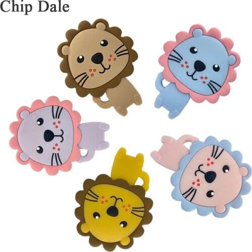 Chip Dale 5pcs Animals Silicone Baby Teethers BPA Free Teething Toy Lion Shaped Teether Silicone DIY Necklace Pendant