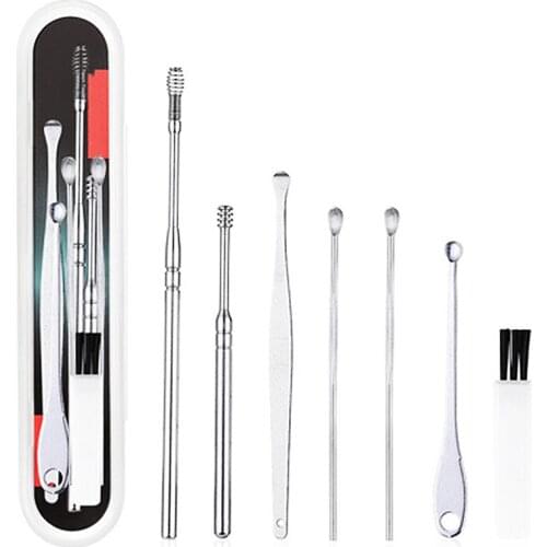 6 / 7Pcs/set Ear Wax Pickers Stainless Steel Earpick Wax Remover Curette Ear Pick Cleaner Ear Cleaner Spoon Care Ear Clean Tool