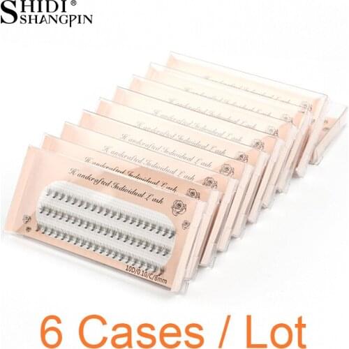 6 Cases Lot Natural Eyelash Extension Synthetic Mink Individual Eyelash Mix 60 Bundles Strip High Quality Soft Faux Cils