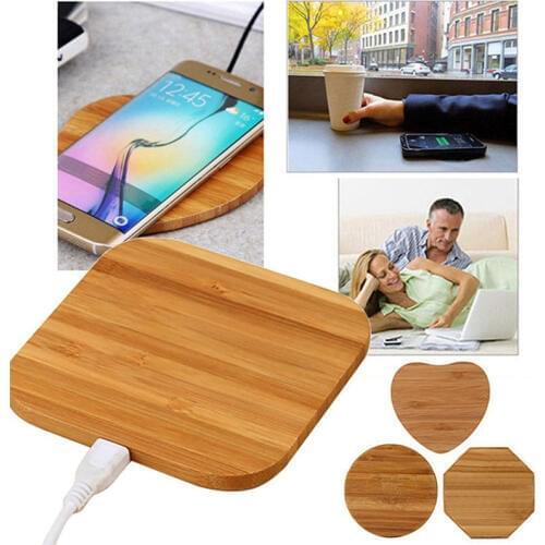 Wood Wireless Charger Bamboo Qi Wireless Charging Pad for iPhone 8/11 pro/X/12 mini Samsung Galaxy Note 8/S820/S8 Plus Devices