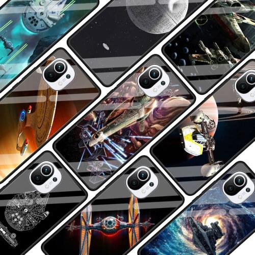 War Space Ship Star Glass Phone Case For Xiaomi Poco X3 NFC F3 Mi 10T Pro 9T Note 10 Lite 11 Ultra 5G 11i CC9E CC9 9T Cover
