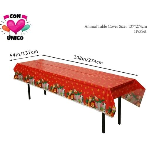 Conunico Animal Jungle Theme Jungle Party Decoration Birthday Jungle Safari Party Animal Kids Party Supplies Table Cover JA5025