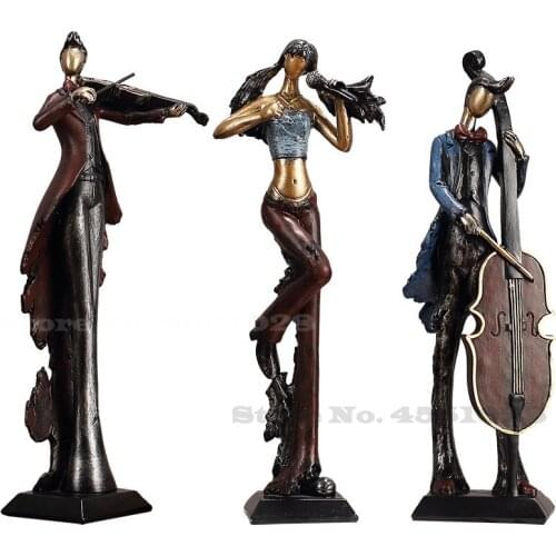 Retro Musician Decorations Guitars Violin Musical Instruments Character Sculptures TV Cabinet Decorations Home Ornaments