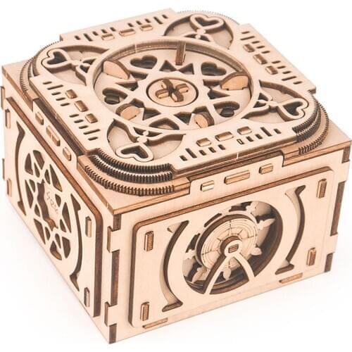 65Pcs DIY Wooden Music Jewellery Box 3D Mechanical Puzzle Model Educational Stem Toy Gift As Home Decor