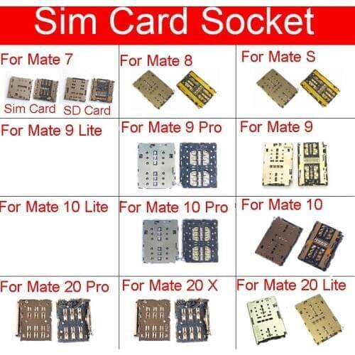 Sim Card Adapter Holder For Huawei Mate 7 8 S 9 10 20 X Lite Pro Memory Reader Card Socket Flex Ribbon Replacement Repair Parts