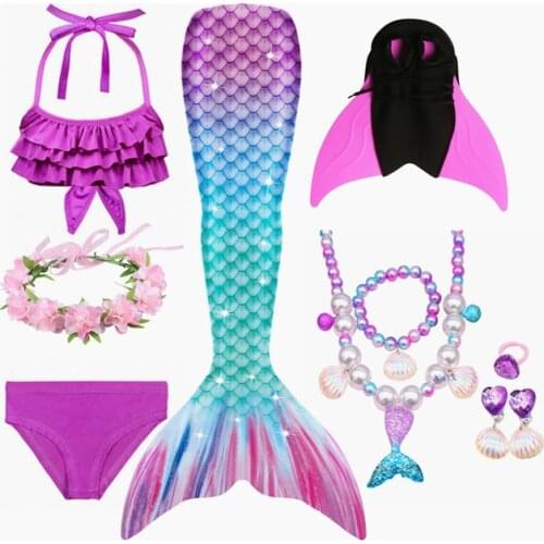 New Kids Swimming Mermaid Tail Costume for Girl Kids Bikini Children Mermaid Swim Tail Mermaid With Monofin Tail Mermaid for Kid