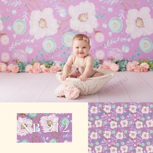Spring Flowers Newborn Baby Shower Child Portrait Backdrop Photo Studio Floral Texture Abstract Art Blue Background Photo Studio