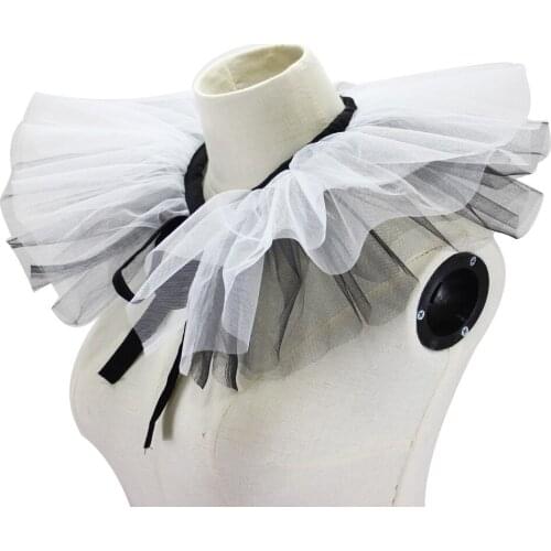 2019 Jaderic Fake Collar for Women Detachable Ruffle Collar Black&white Grenadine Fake Collar, Vintage Ladies Faux Collar