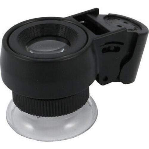 Pocket 21mm Dia 45 X Lens LED Light Jeweler Eye Loupe Magnifying Glass Black