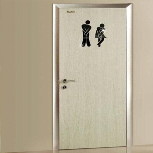 Creative Toilet Stickers Men Womens Toilet Sign WC Wall Stickers Bathroom Door Funny Cartoon Toilet Woman Men Logo