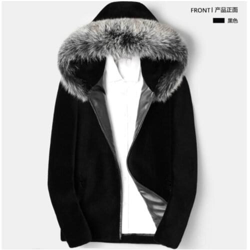 Hooded Autumn faux mink fur leather jacket mens winter thicken warm fur leather coat men loose jackets fashion B232
