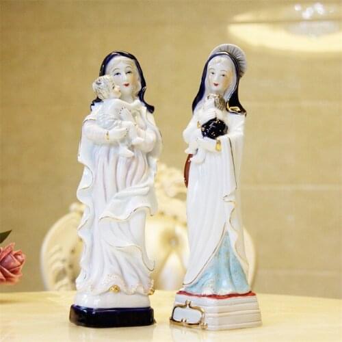 Maria Holds The Child Jesus Ceramic Ornaments Handmade Christian Church Worship Virgin and Child Religious Ornaments 25.5*7cm
