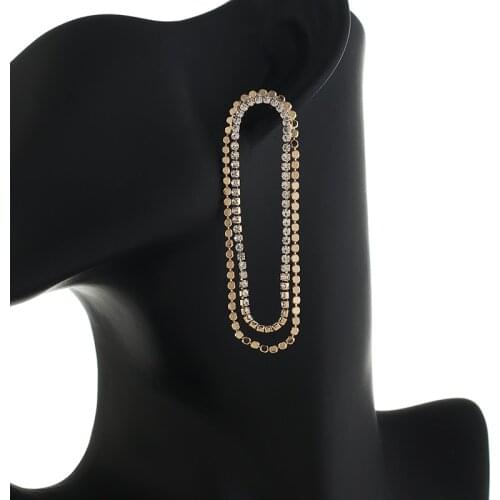 Fashion Luxury Shiny Rhinestone Long Tassel Dangle Earrings Female Earrings Accessories Dinner Party Wedding Gift E759