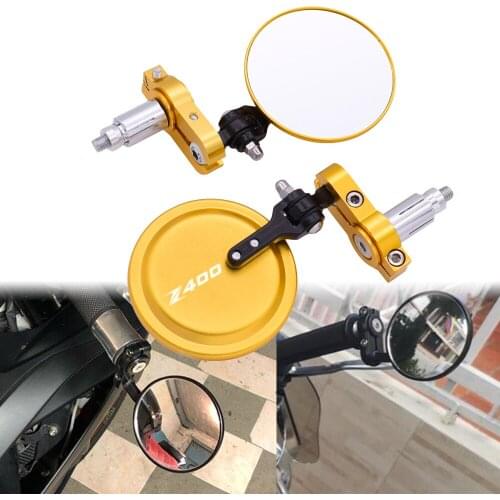 Motorcycle Mirrors Foldable 3 Inch Round Handle Bar End Side Mirrors for Kawasaki Z400 Z-400 z 400 2017 2018 2019 2020 2021