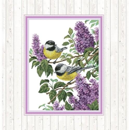 Two Bird Joy Sunday Cross Stitch Fabric Animal Painting 14CT 11CT Printed Canvas Sets for Embroidery Cross Stitch for Needlework