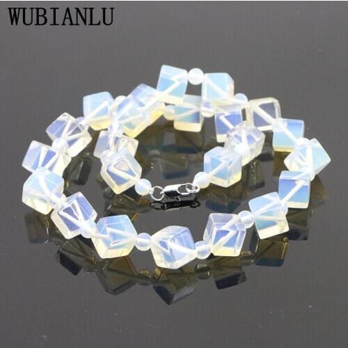 New Fashion Blue Light Opal Bead Chain Necklace Multi Style Female Jewelry Birthday Gift Natural Stone Bohemian Trend Crystal