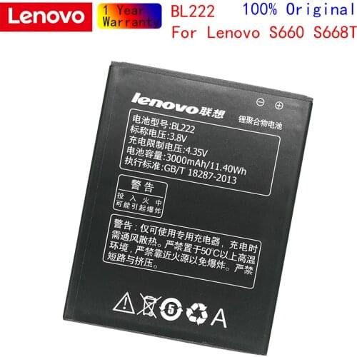New Original Battery BL222 For Lenovo S660 S668T S 660 668T 3000mAh 3.8v High Quality Li-ion Cell Phone Batteries In stock