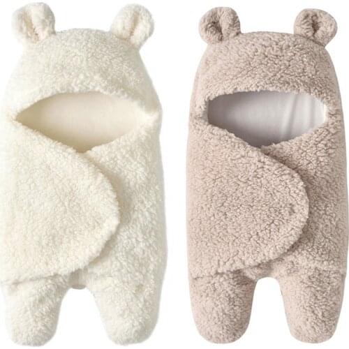 Newborn Baby Blanket Infant Swaddle Wrap Plush Cotton Warm Cartoon Swaddling Winter Wrap Baby Bedding Baby Towel Blanket