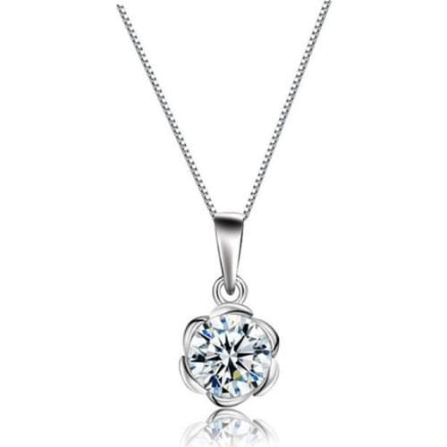 Everoyal Trendy Lady Zircon Round Pendant Necklace For Women Jewelry Fashion Silver 925 Clavicle Necklace Girl Party Accessories