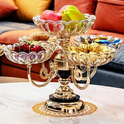 Trays decorative fruit plate dessert plate candy tray Melon seed plate Creative modern tray Crystal glass compote