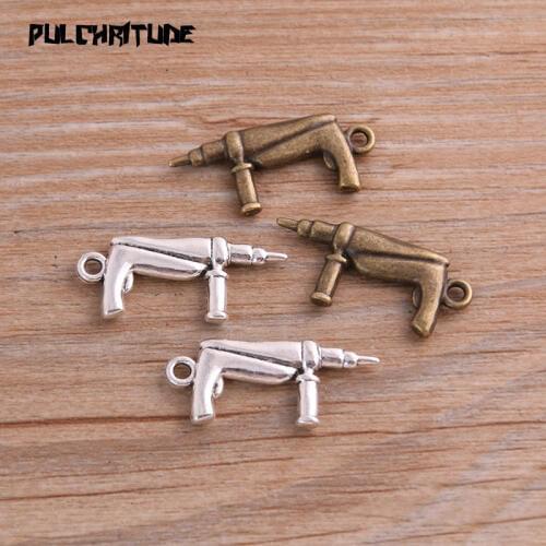 PULCHRITUDE 10PCS 12*27mm Two Color Metal Zinc Alloy Daily Necessities Tool Charms Fit Jewelry Pendant Charms Makings