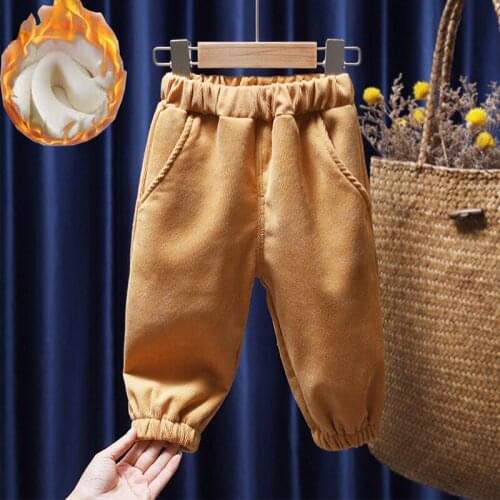 Baby Boy Girl Pants Corduroy WInter Pants For Girls Clothes Plus Velvet Thickening Warm Trousers For Kids Children Pants 1-6T