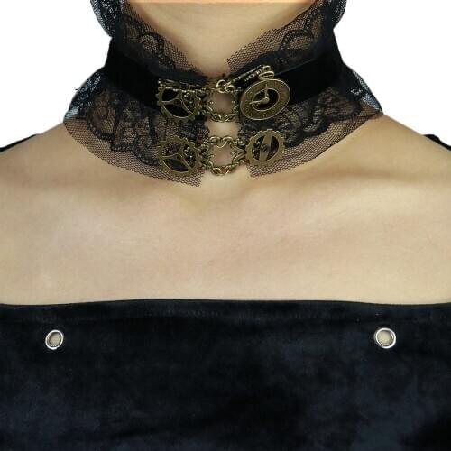 Vintage Steampunk Short Necklace for Female Lace Gear Court Luxury Torques New Arrival Party Necklace