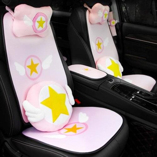 Four Seasons Ins Cartoon Guardian Angle Cute Seat Cover Neckpillow Three-piece Car Seat Cushion Universal