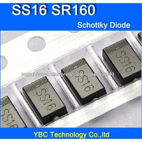 1000pcs/lot SS16 SR160 1A/60V Schottky Diode