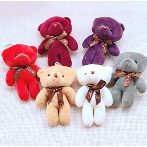 12cm a tie plush toy teddy bear doll pendant keychain PP Cotton Soft Stuffed Bears Toy Doll toy gifts