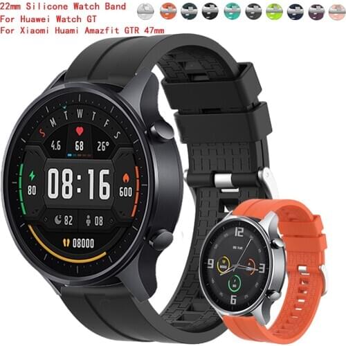 22mm Silicone Watch Band For Xiaomi Huami Amazfit GTR 47mm Sport strap For Huawei Watch GT Wrist band Smart Watch Accessories