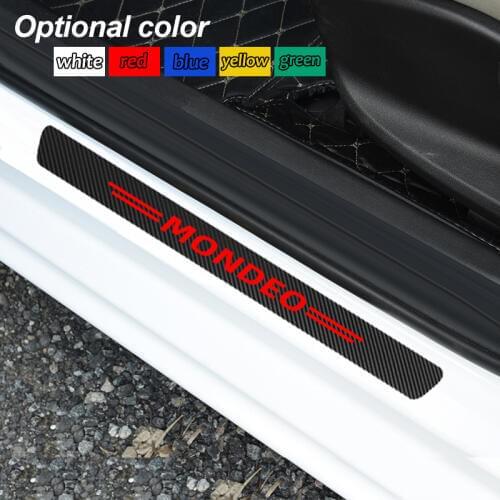 4PCS Car Door Sill Sticker For Ford Mondeo mk3 mk4 mk5 Auto Door Sill Guards Threshold Decal Carbon Fiber Automobile Accessories