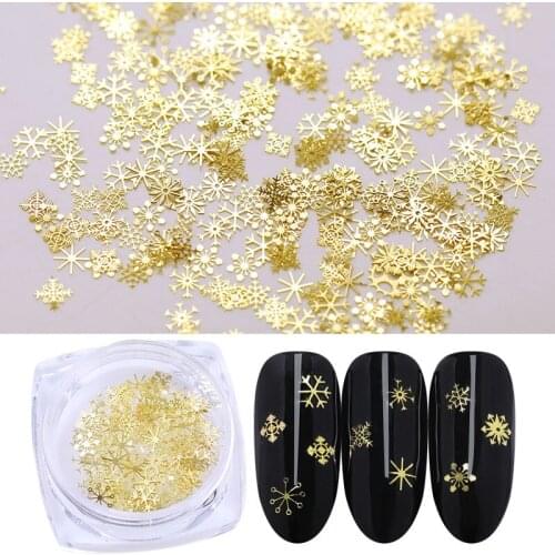 90 Pcs/Box Ultra Thin Nail Sequins Metal Gold Snowflake Mixed Christmas Flakes UV Gel Polish 3D Nail Art Decors