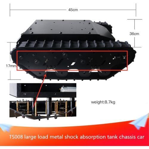 TS008 40kg Large Load Black Metal Shock Absorption Tank Chassis Car Super Wear-resistant Rubber Track Walking Stable and Safe