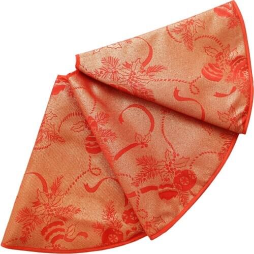 Free Shipping 50"/36" Red Holly Leaves Design Shiny Glitter Luxury Berry Christmas Tree Skirt P2863