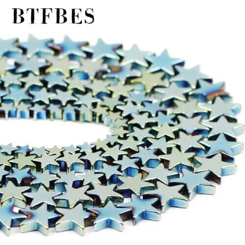 Hematite Natural Stone Green Plating Five-Pointed Star 4/6/8/10mm Charm Loose Beads For Jewelry Making Diy bracelet Accessories