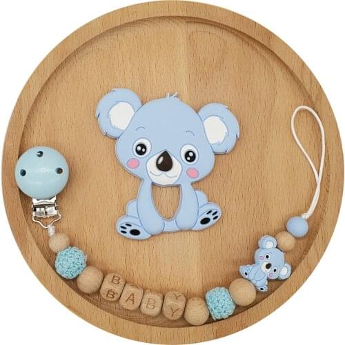 Personalized Name Baby Pacifier Chain Koala Baby Teether Shower Gift Newborn Dummy Clip BPA Free Baby Pacifier Clip Holder Chain