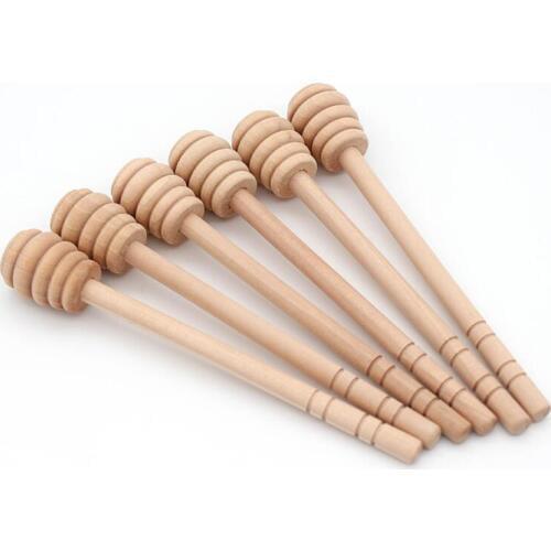 Wooden Stirring Stick Rod Spoon Dip Drizzler Server Long Wooden Mini Bee Honey Dipper Stirrer Muddler 145mm LX8881