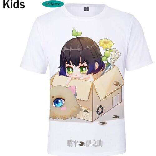 New design 3D Comic Demon Slayer Childrens short sleeve T shirt Hot Kids Tees Casual 3D Kimetsu no Yaiba Boys Girls t-Shirt
