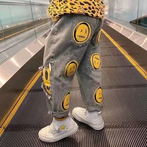 Kid Pants For Boys jeans Pant face Autumn Kids demin Pants Casual Kids Clothes Teenage Boys Clothing For 4 6 8 12 14 Years