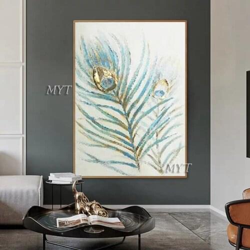 Unframe Artwork Animal Feather Hand Painted Large Size Pictures Decoracion Canvas Oil Painting Wall Art Decor For Living Room