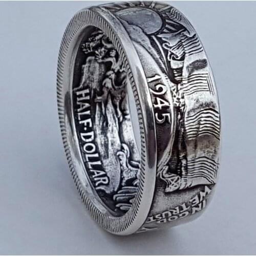 Morgan Ring United States Of America Half Dollar 1945 Ring Vintage Style Rings Men New Antique Coin Shape