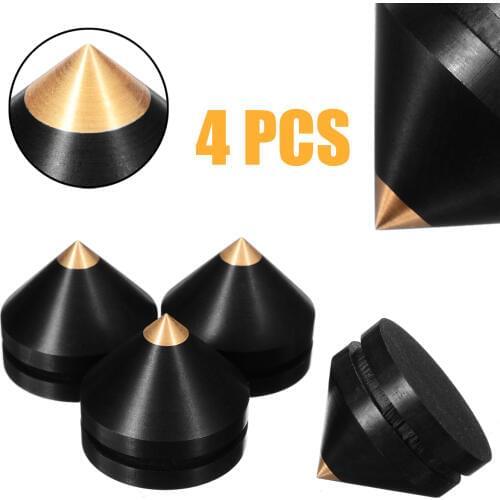 MAYITR 4pcs Amplifier Isolation Spike Black High Quality 23mm Ebony Speaker Spike Wooden Copper Stand Feet