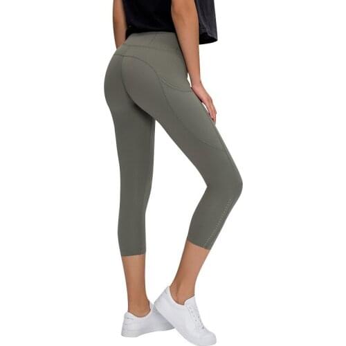 2021 Spring Summer New Sports Running Cropped Trousers Women High Waist Buttocks Stretch Fitness Sports Fashion Leggings Pants