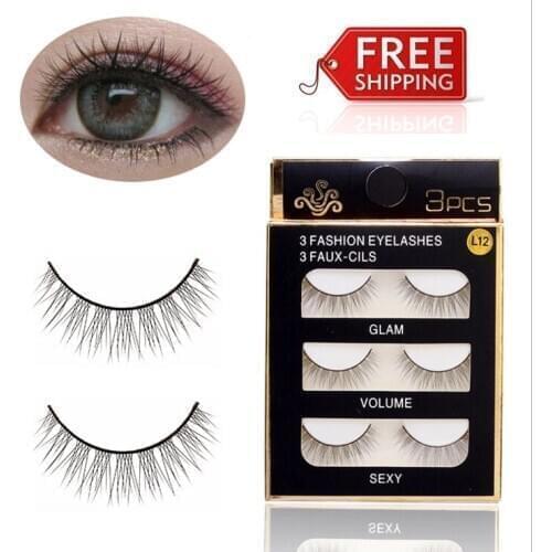 New Arrival 3pairs/set cross false eyelash Handmade fiber fake eyelashes Sharpen eyelashes beauty makeup tools