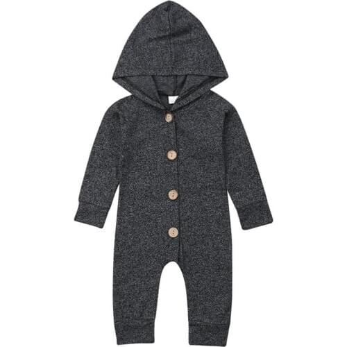 Summer Brand New Baby Kids Boys Girls Infant Solid Color Hooded Single Breased Romper Jumpsuit Clothes Outfits