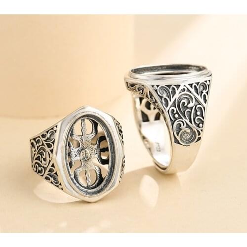 12*19mm 925 STERLING SILVER men Semi Mount Bases Blanks base blank Pad VINTAGE wedding rings ring Setting set diy A5344